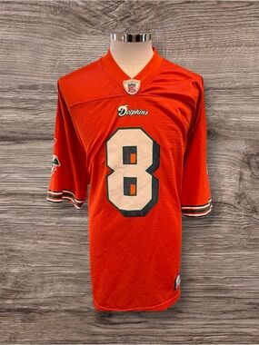 Vtg Miami Dolphins Mens 2XL Daunte Culpepper 8 NFL Reebok Sewn Y2K Orange Jersey